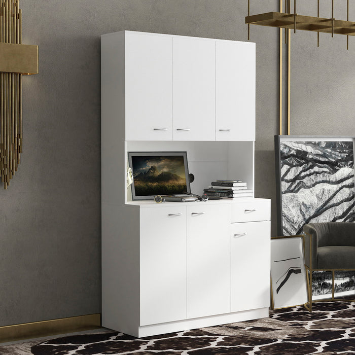 70.87" Tall Wardrobe & Kitchen Cabinet, With 6-Doors, 1 - Open Shelves And 1-Drawer For Bedroom - Wood