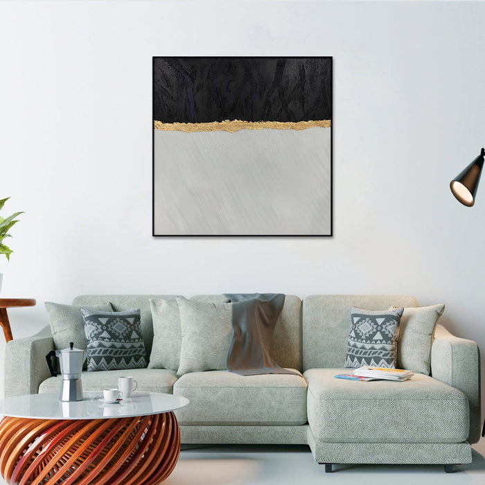 Home Hand Painted"Roots Of Midas" Oil Painting - Grey / Black