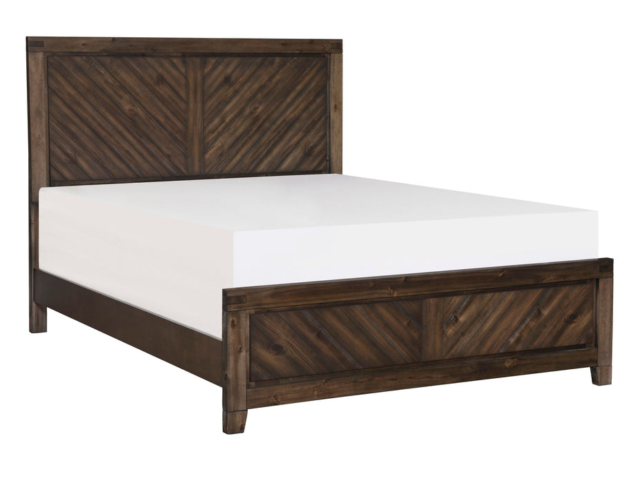 Modern - Rustic Design 1 Piece Queen Size Bed Distressed Espresso Finish Plank Style Detailing Bedroom Furniture Wooden Bed
