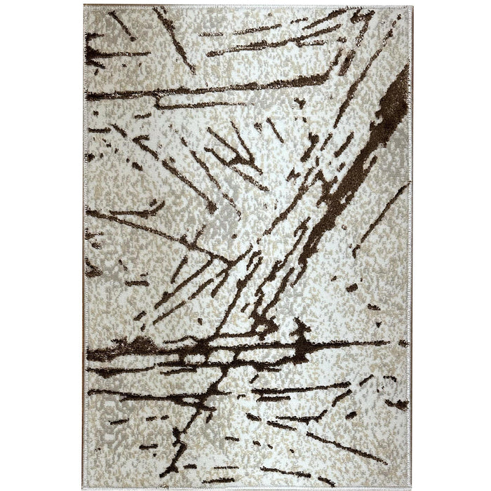 Shifra Luxury Area Rug In Beige And Gray With Bronze, Abstract Design