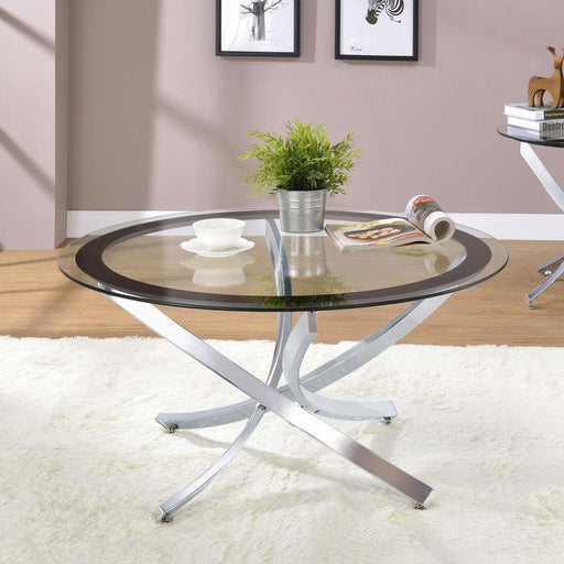 Brooke - Glass Top Coffee Table - Chrome And Black Unique Piece Furniture