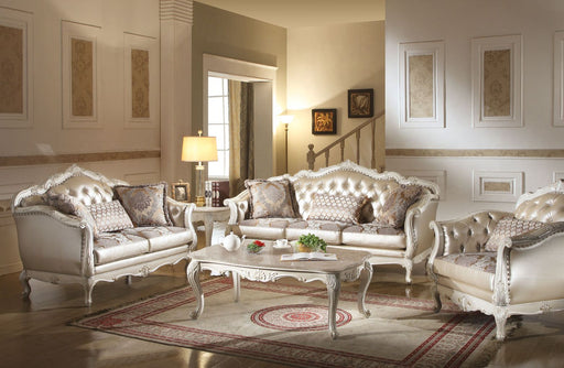 Chantelle - Sofa - Rose Gold PU/Fabric & Pearl White Unique Piece Furniture