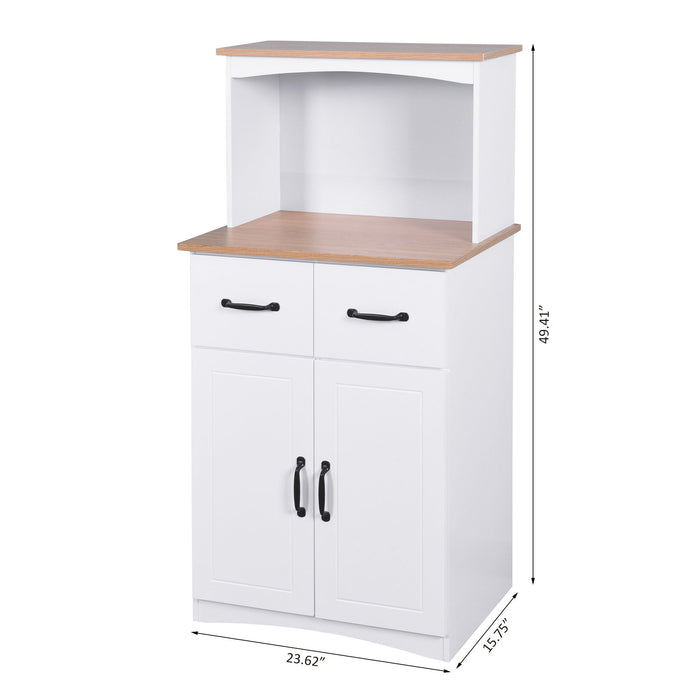 Wooden Kitchen Cabinet White Pantry Storage Microwave Cabinet With Storage Drawer