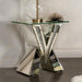 Taffeta - V-Shaped End Table With Glass Top - Silver Unique Piece Furniture