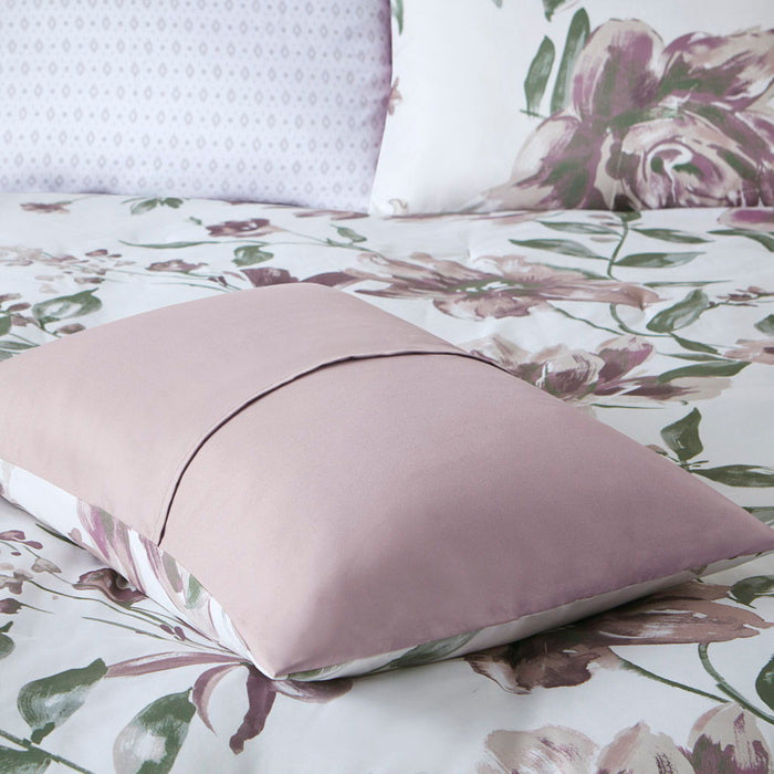 Floral Comforter Set With Bed Sheets In Mauve