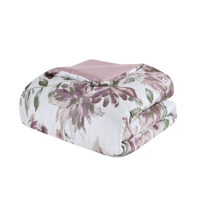 Floral Comforter Set With Bed Sheets, Mauve