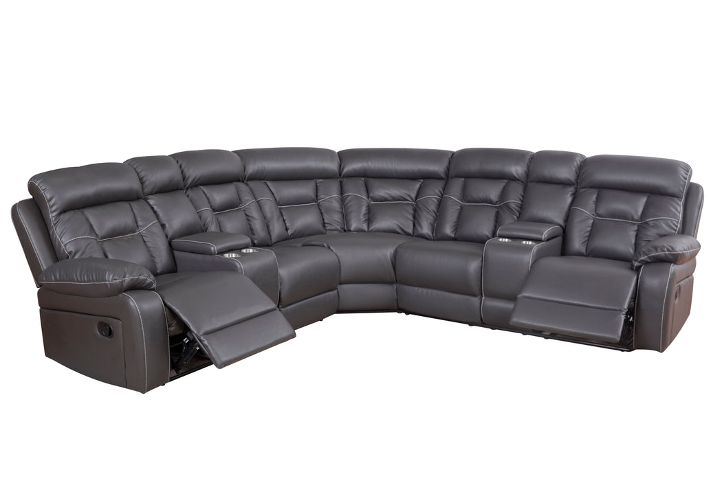 Faux Leather Reclining Sofa Grey