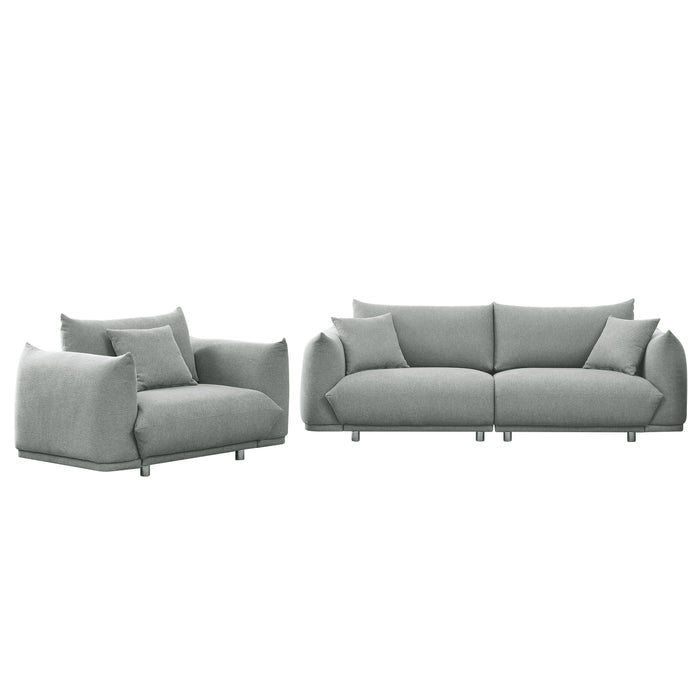 3-Seater + 1-Seater Combination Sofa Modern Couch For Living Room Sofa, Solid Wood Frame And Stable Metal Legs, 3 Pillows, Sofa Furniture For Apartment