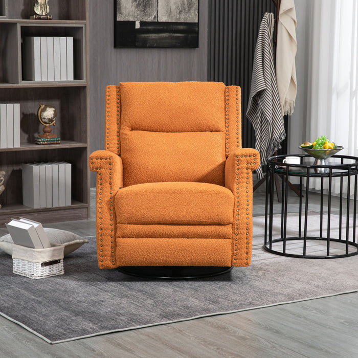 Swivel Recliner Chair, 360 Degree Swivel Leisure Chair, Leisure Arm Chair, Nursery Rocking Chairs, Manual Reclining Chair - Orange