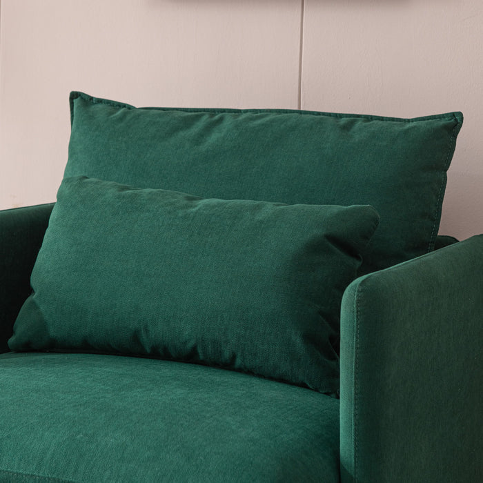 Modern Fabric Accent Armchair, Upholstered Single Sofa Chair, Emerald Cotton Linen-30.7''