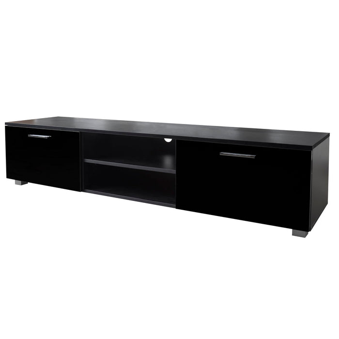 Tv Stand For 70" Tv Stands - Media Console Entertainment Center Television Table - 2 Storage Cabinet With Open Shelves For Living Room - Bedroom - Black