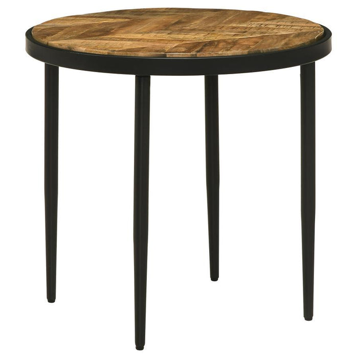 Hayden - Metal Round Side Table - Natural Mango And Black