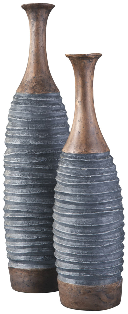 Blayze - Antique Gray / Brown - Vase Set (Set of 2) Unique Piece Furniture