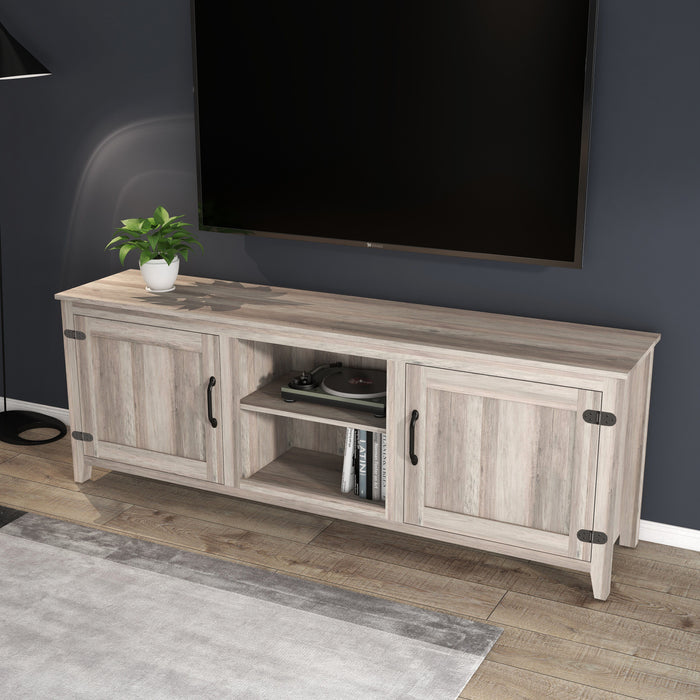 TV Stand With Two Doors Storage - Grey