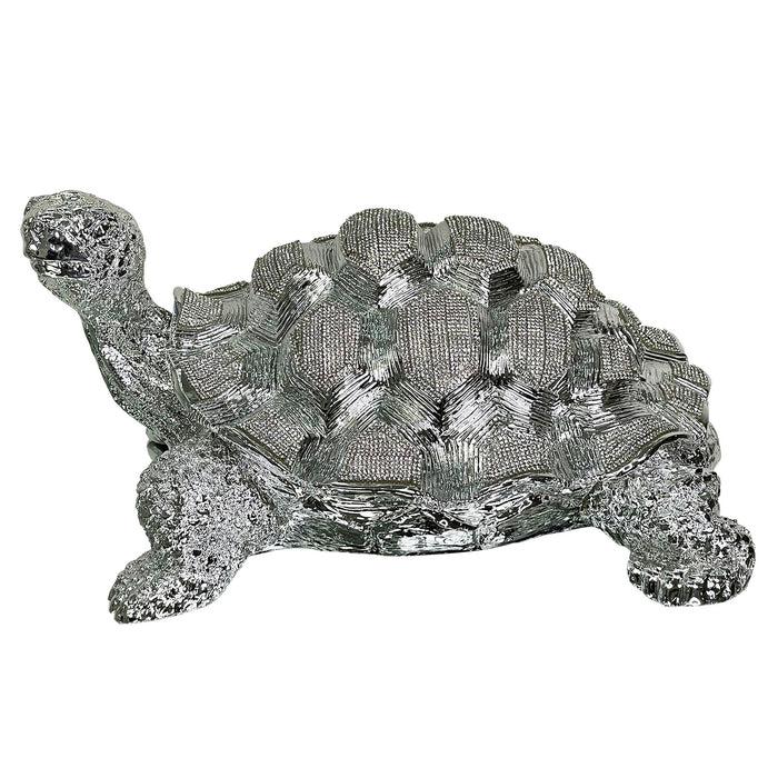 Ambrose Diamond Encrusted Chrome Plated Turtle (14" X 10. 5"W X 7"H)