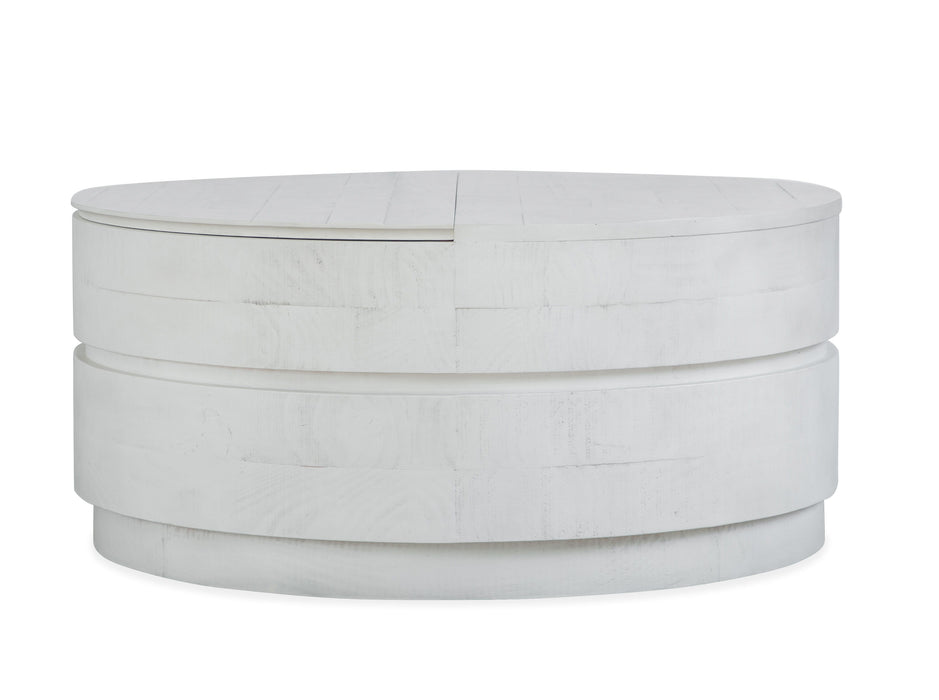Claudette - Round Lift Top Cocktail Table With Casters - Alabaster