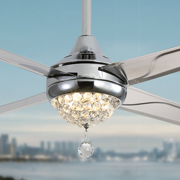 Crystal Ceiling Fan With 3 Speed Wind 5 Iron Blades Remote Control Ac Motor With Light