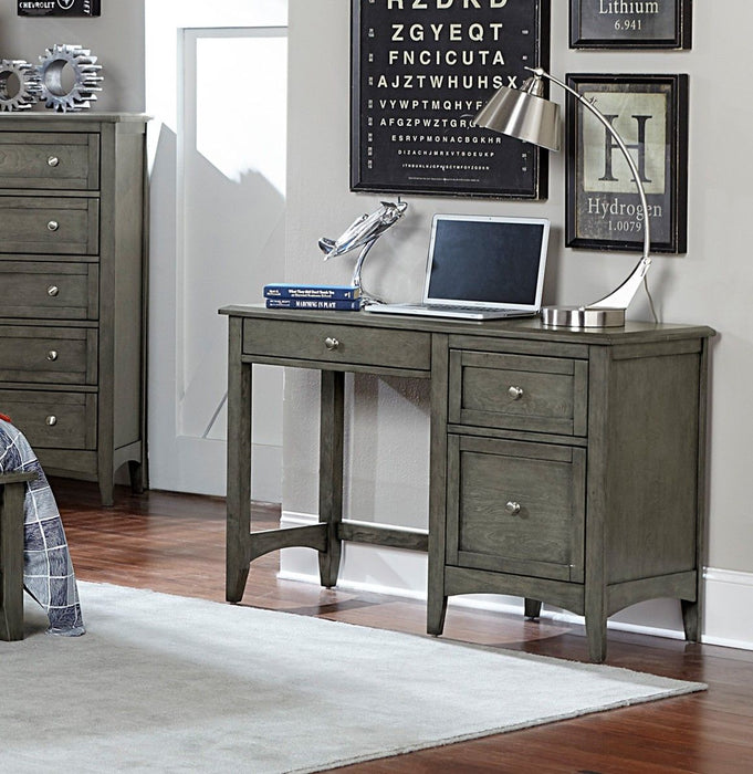 Transitional Styled Furniture Cool Gray Finish 1 Piece Writing Desk With 2 Drawers 1 Keyboard Tray Home Furniture Office Furniture