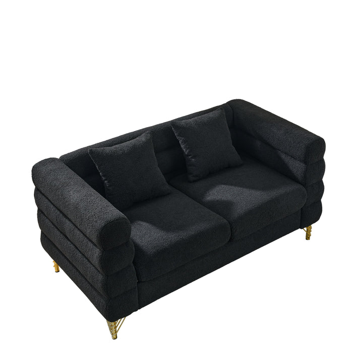 3 Seater / 2 Seater Combination Sofa Black Teddy