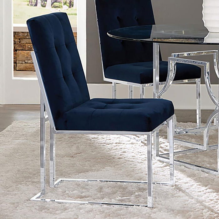 Cisco - Upholstered Dining Chairs (Set of 2) - Ink Blue And Chrome Unique Piece Furniture