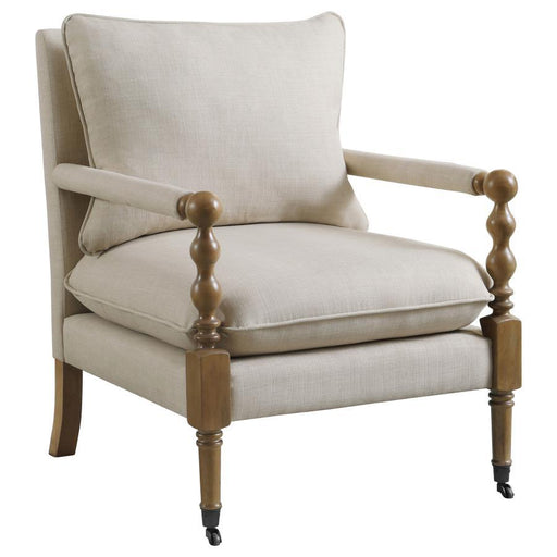 Dempsy - Upholstered Accent Chair With Casters - Beige Unique Piece Furniture