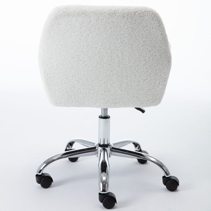 Hengming Faux Fur Home Office Chair, Fluffy Fuzzy Comfortable Makeup Vanity Chair, Swivel Desk Chair Height Adjustable Dressing Chair For Bedroom