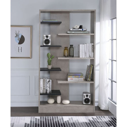 Magna - Bookshelf - Faux Concrete & Black Unique Piece Furniture