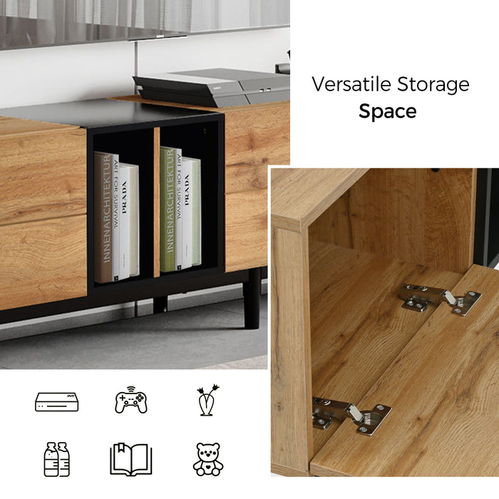 Modern TV Stand For 80'' TV With 3 Doors, Media Console Table, Entertainment Center With Large Storage Cabinet For Bedroom