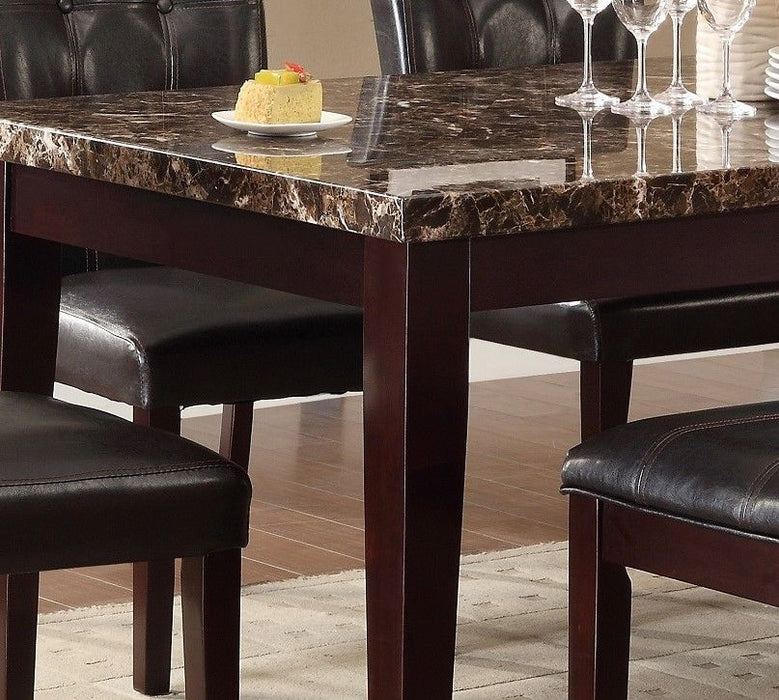 Espresso Finish Casual 1 Piece Dining Table Faux Marble Top Transitional Dining Room Furniture