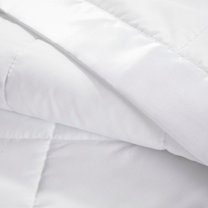 Lightweight Down Alternative Blanket With Satin Trim In White