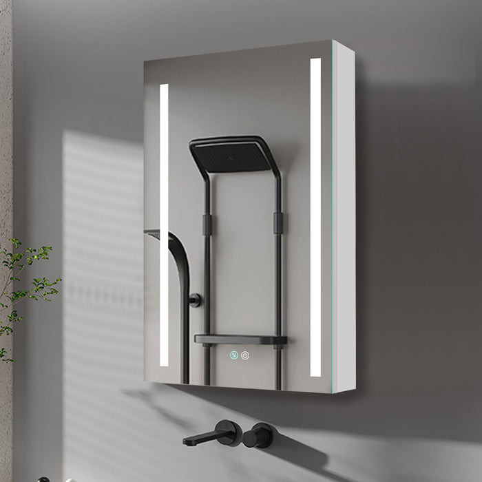30X20 Inch Led Bathroom Medicine Cabinet Surface Mounted Cabinets With Lighted Mirror White, Right Open