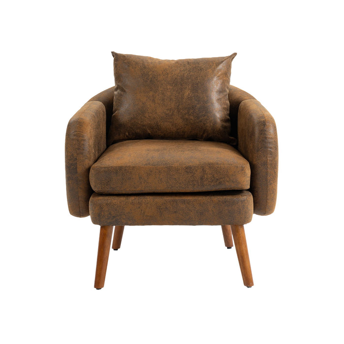 Coolmore Wood Frame Armchair, Modern Accent Chair Lounge Chair - Coffee