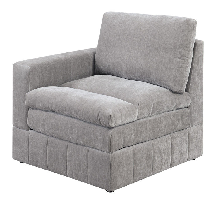 1 Piece Laf/Raf One Arm Chair Modular Chair Sectional Sofa Living Room Furniture Granite Morgan Fabric- Suede