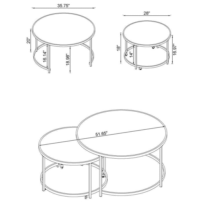 Lynn - 2 Piece Round Nesting Table - White And Chrome Unique Piece Furniture