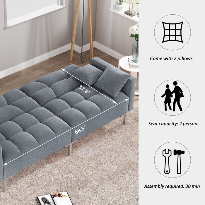Orisfur. Linen Upholstered Modern Convertible Folding Futon Sofa Bed For Compact Living Space, Apartment, Dorm - Dark Gray