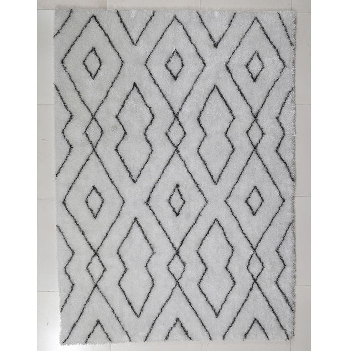 Aria Collection Soft Pile Hand Tufted Shag Area Rug In White