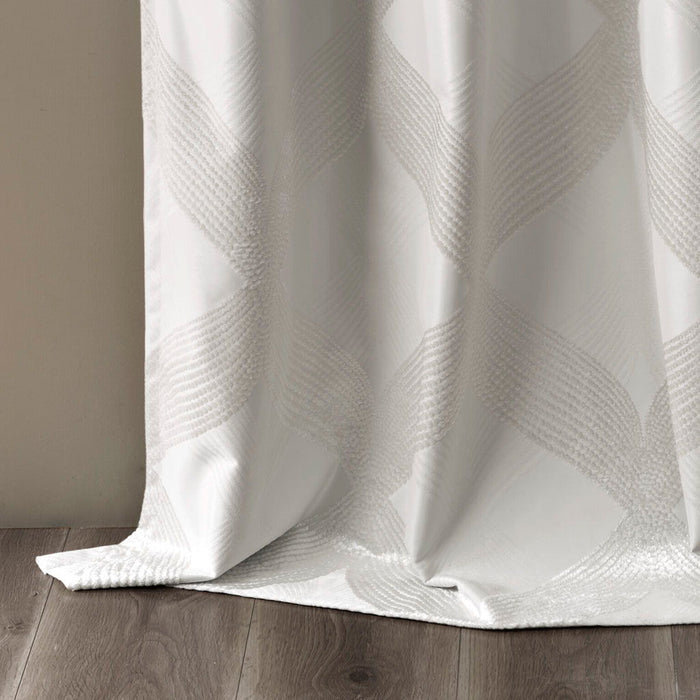 Ogee Knitted Jacquard Total Blackout Curtain Panel In Ivory