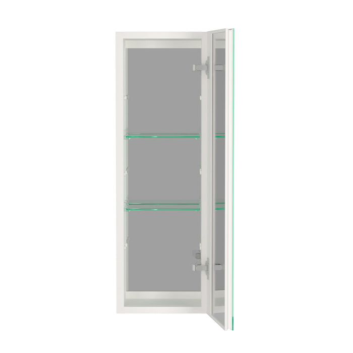 30X10" White Medicine Cabinet With Storage Aluminum Bathroom Medicine Cabinets Mirror Adjustable Glass Shelves Right Open