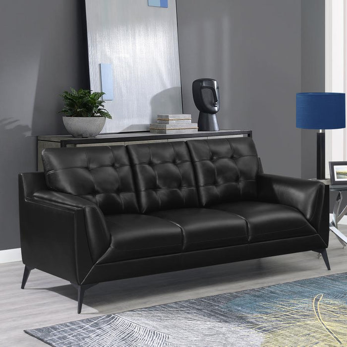 Moira - Upholstered Tufted Sofa With Track Arms - Black Unique Piece Furniture