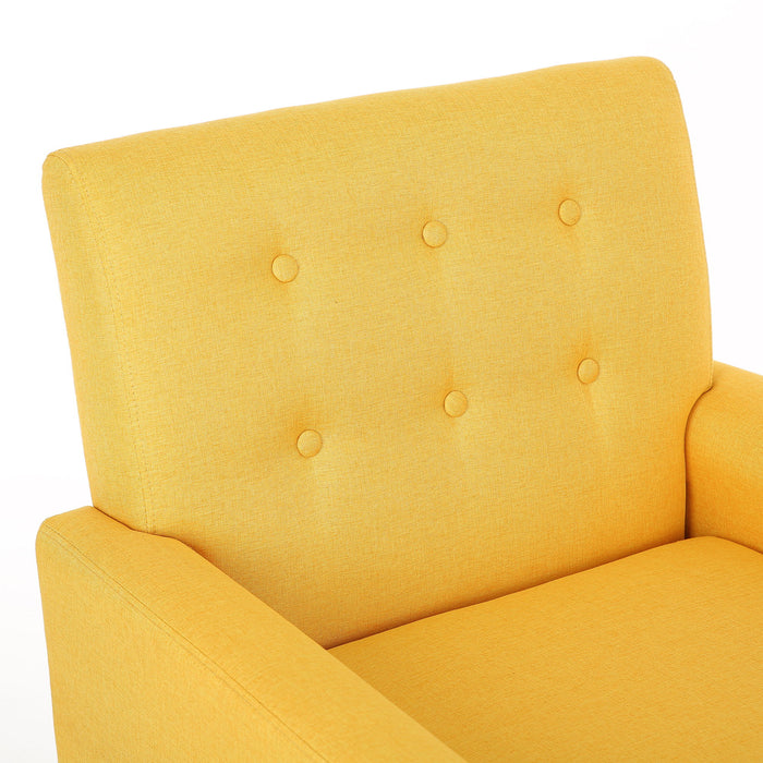 20 Fabric Accent Chair For Living Room, Bedroom Button Tufted Upholstered Comfy Reading Accent Chairs Sofa (Yellow)