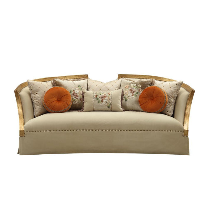 Daesha - Sofa - Tan Flannel & Antique Gold Unique Piece Furniture