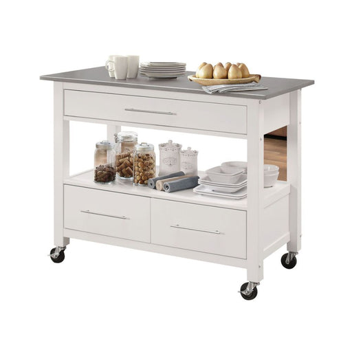 Ottawa - Kitchen Cart - Stainless Steel & White Unique Piece Furniture