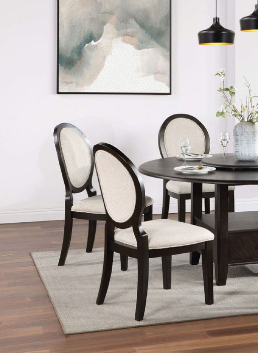 Transitional Espresso And Ivory Side Chairs (Set of 2) Chairs Dining Room Furniture 100% Polyester Round Curved Backrest