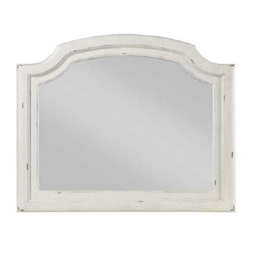 Jaqueline - Mirror - Light Gray Linen & Antique White Finish Unique Piece Furniture