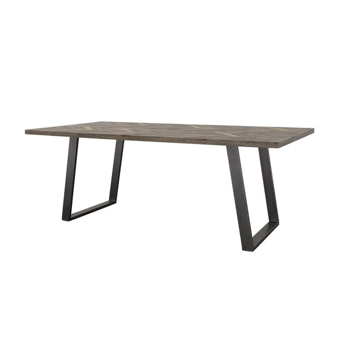 Misty - Sled Leg Dining Table - Gray Sheesham And Gunmetal Unique Piece Furniture