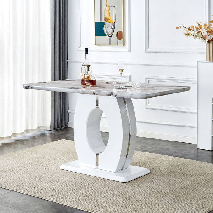 Modern Minimalist White Marble Patterned Dining Table, Bar Table A Rectangular Office Desk Game Table Table Used In Restaurants, Living Rooms, Terraces, Kitchens