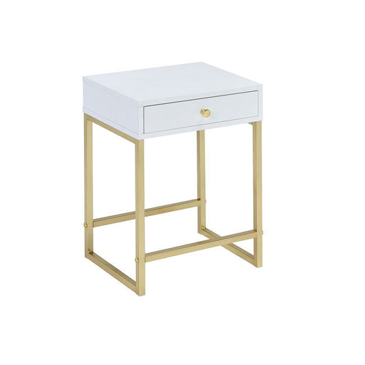 Coleen - Accent Table - White & Brass Unique Piece Furniture