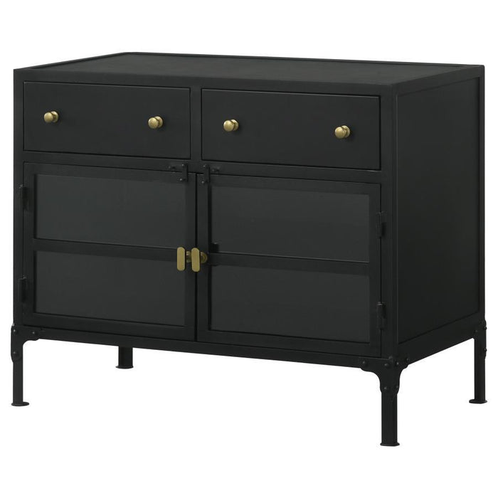 Sadler - 2-Drawer Accent Cabinet With Glass Doors - Black Unique Piece Furniture