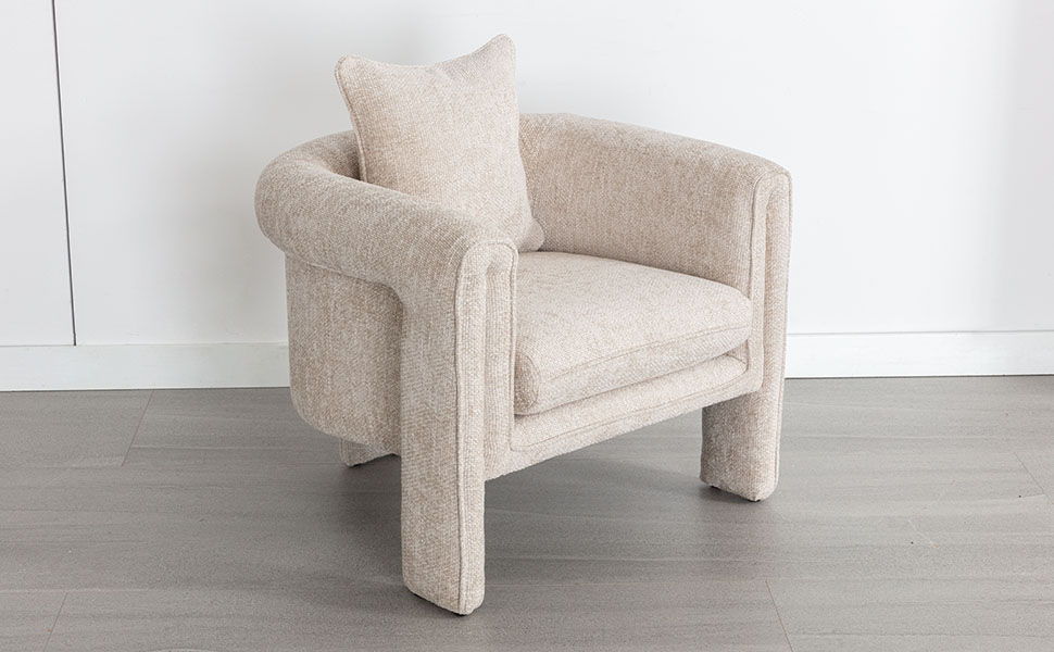 Modern Style Accent Chair Armchair For Living Room, Bedroom, Guest Room, Office, Beige