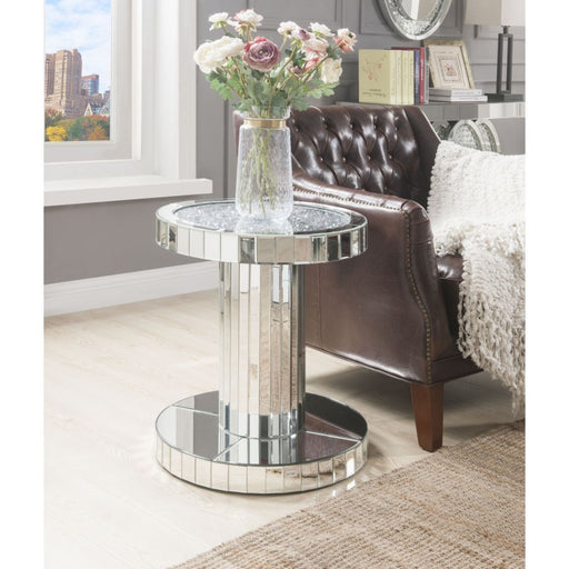 Ornat - End Table - Mirrored & Faux Stones Unique Piece Furniture